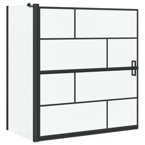 Екран за душ и вана Черен и прозрачен 116 x 68 x 128 см