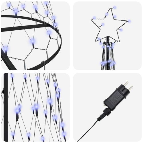 LED Коледна Елха Синьо 302,5 см Метал