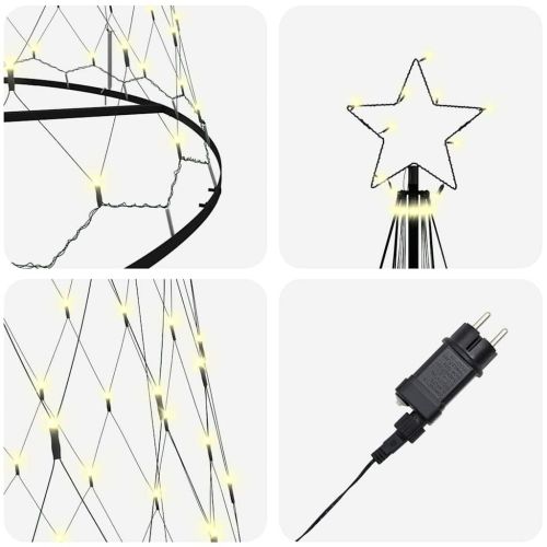 LED Коледна Елха Топло бяло 500 cm Метал