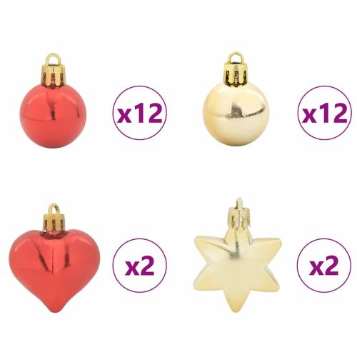 Комплект коледни топки 40 бр. Златно и червено Ø 6 см Пластмаса
