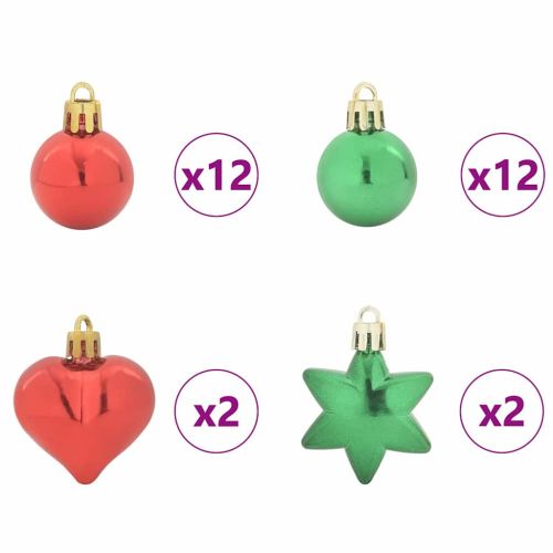 Комплект коледни топки 40 бр. Червено и зелено Ø 6 см Пластмаса