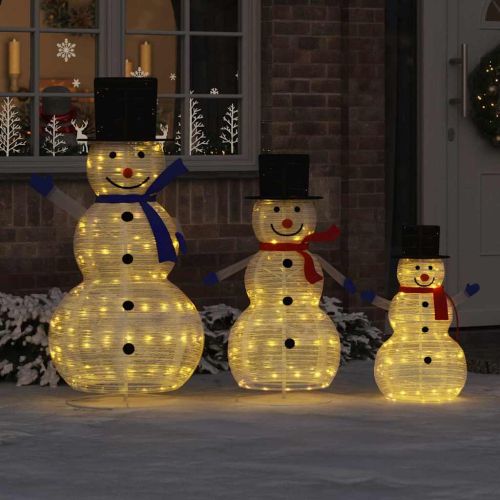 Семейство Коледен снежен човек 3 pcs Топло бяло текстил