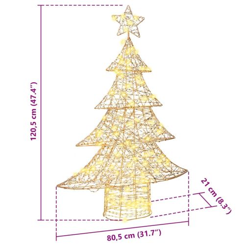 Коледно дърво с 120 LED светодиода Топло бяло 120,5 cm PET