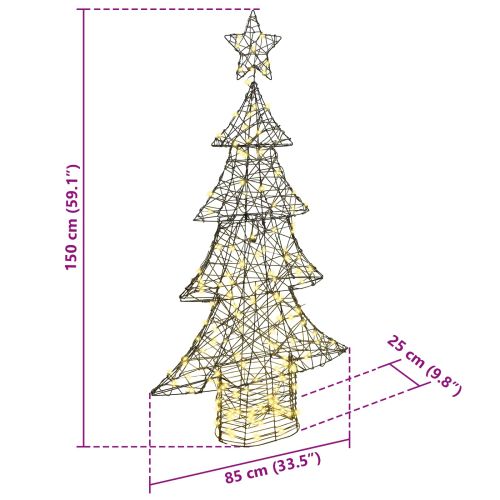 Коледно дърво 160 LED светодиода Топло бяло 150 cm Ратан