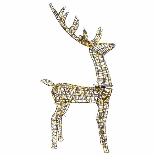 3D елен с 140 LED светодиода Топло бяло 70 x 41 x 128 см Ратан