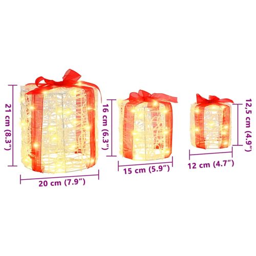 Декорация на подаръчна кутия 3 бр. Топло бяло 20 x 20 x 21 см