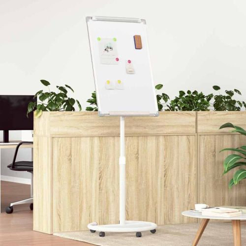 Магнитна бяла дъска с колело Сив и бял 62 x 62,5 x 197 см EPS