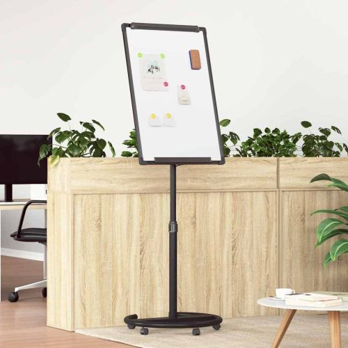 Магнитна бяла дъска с колело Черен и бял 62 x 62,5 x 197 см EPS