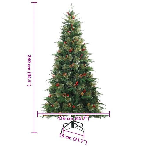 Изкуствено коледно дърво с хингед с поставка Зелен 240 cm