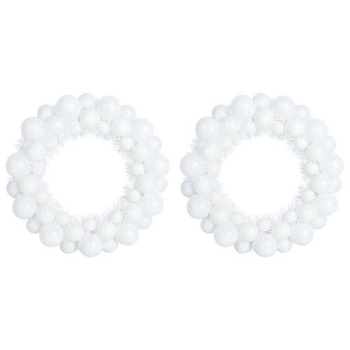 Коледни топки венци 2 pcs Бяло 33 x 33 x 7 см Полистирен