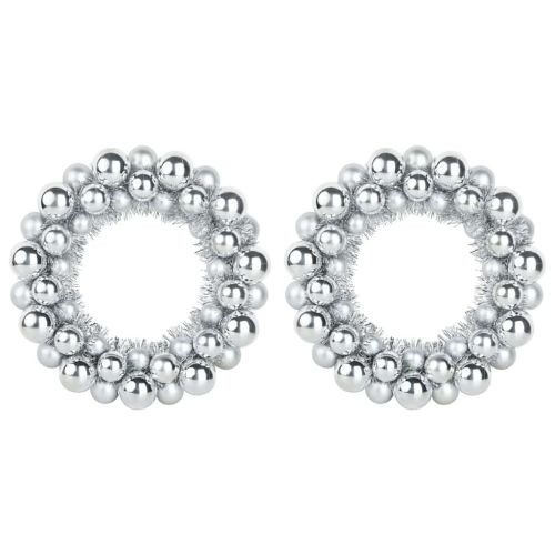 Коледни топки венци 2 pcs Сребрист 33 x 33 x 7 см Полистирен