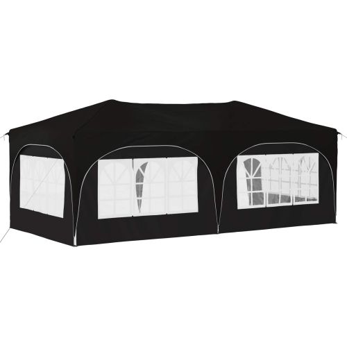 Поп-ъп парти палатка Черно 575 x 288 x 245 см Оксфордска тъкан