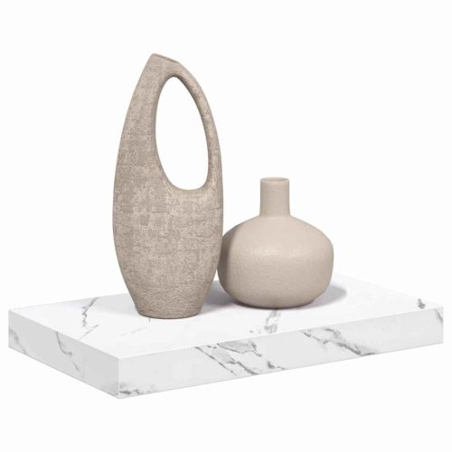 Стенен рафт Монтиране на стена Бял мрамор 40 x 23,5 x 3,8 см