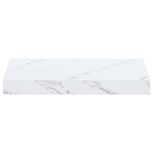 Стенен рафт 4 pcs Бял мрамор 40 x 23,5 x 4 см Инженерно дърво
