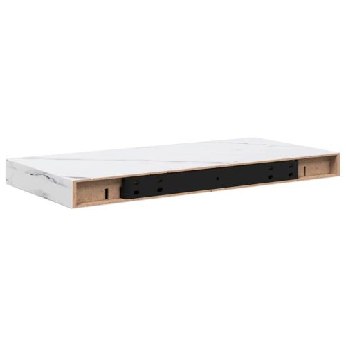 Стенен рафт 4 pcs Бял мрамор 50 x 23,5 x 4 см Инженерно дърво