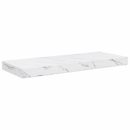 Стенен рафт 2 pcs Бял мрамор 60 x 23,5 x 4 см Инженерно дърво