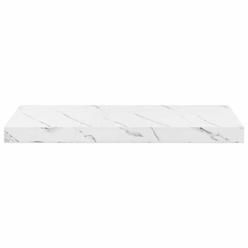 Стенен рафт 2 pcs Бял мрамор 60 x 23,5 x 4 см Инженерно дърво