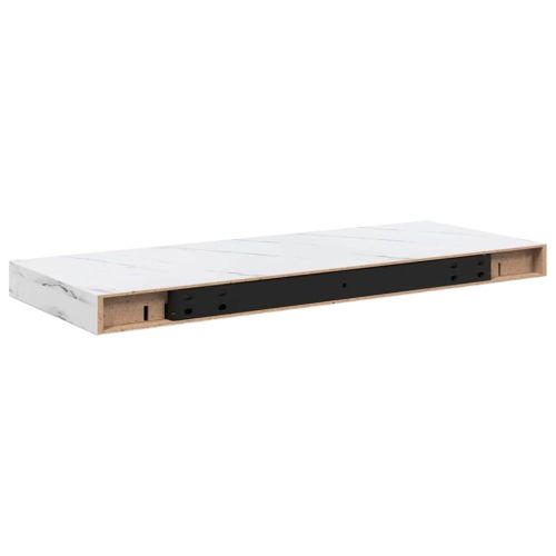 Стенен рафт 2 pcs Бял мрамор 60 x 23,5 x 4 см Инженерно дърво