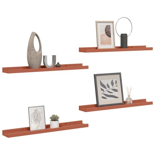 Стенен рафт с рафт 4 pcs Червено 60 x 9 x 3 cm Инженерно дърво