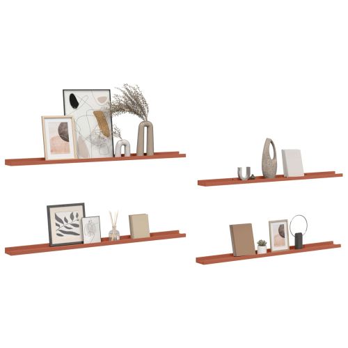 Стенен рафт с рафт 4 pcs Червено 115 x 9 x 3 cm Инженерно дърво