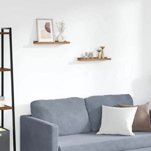 Стенен рафт с рафт 2 pcs Кафяво 40 x 9 x 3 cm Инженерно дърво