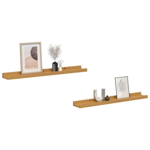Стенен рафт с рафт 2 pcs Бежово 60 x 9 x 3 cm Инженерно дърво