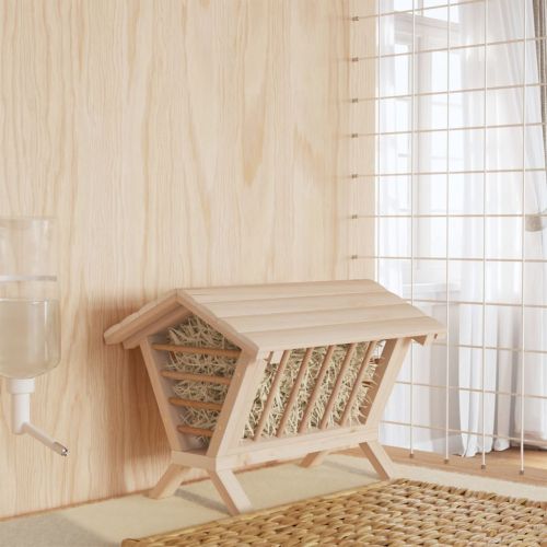 Хранилка за сено за зайци 44x33x33 см масивна ела