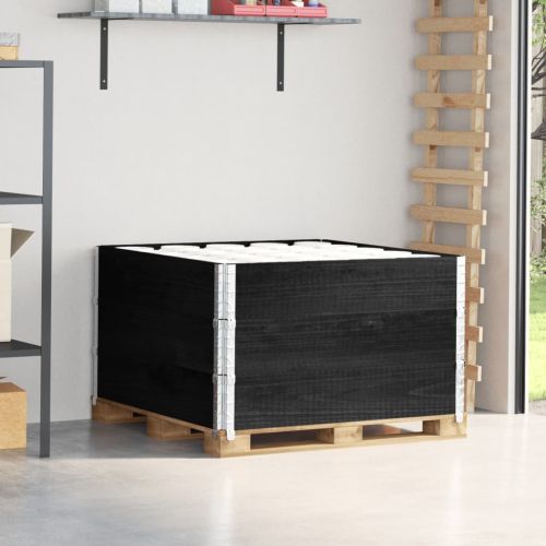 Палетни страници черно 3 бр 100x100 см, борова дървесина масив