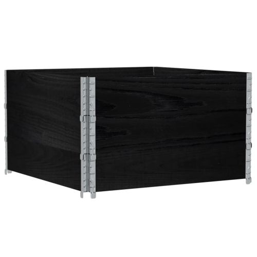 Палетни страници черно 3 бр 100x100 см, борова дървесина масив