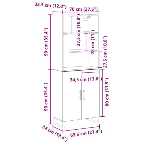 Висок шкаф 2 pcs Черния дъб Инженерно дърво