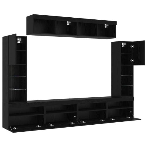Комплект ТВ шкаф 6 pcs Черен дъб Инженерно дърво