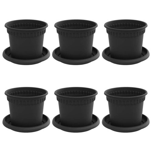 Саксии за растения 6 pcs Черно Ø 12,5 x 10 см Пластмаса