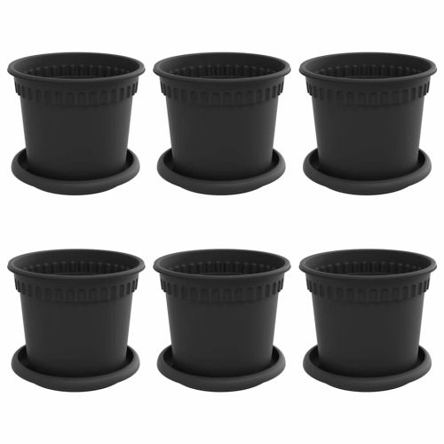 Саксии за растения 6 pcs Черно Ø 15 x 12 cm Пластмаса