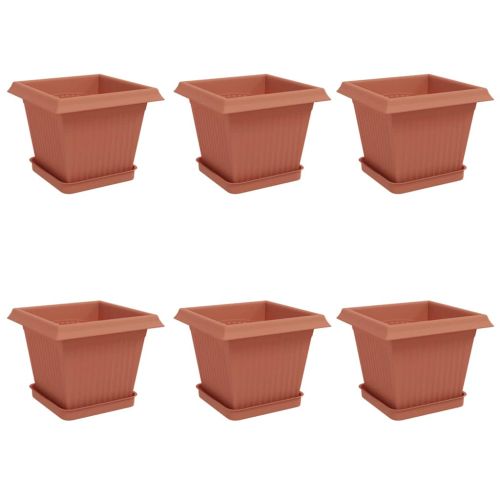 Саксии за растения 6 pcs Червено тухла 20 x 20 x 16 см