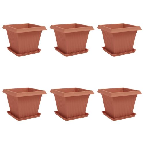 Саксии за растения 6 pcs Червено тухла 43 x 43 x 33,5 см