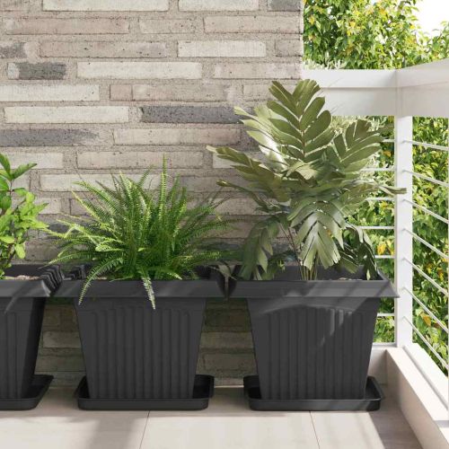 Саксии за растения 6 pcs Черно 43 x 43 x 33,5 см Пластмаса