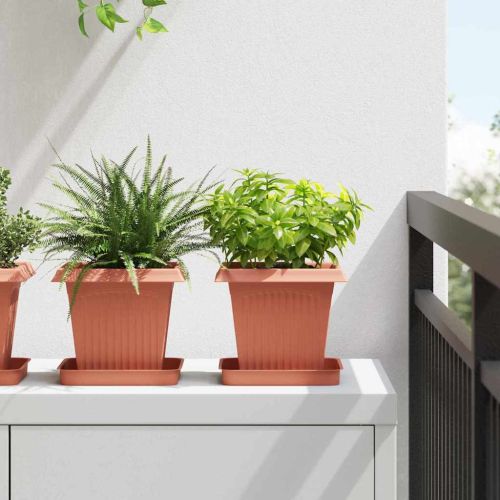 Саксии за растения 24 pcs Червено тухла 16 x 16 x 14 см