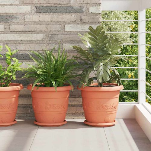 Кръгъл поднос за цветя 6 pcs Червено тухла Ø 21,5 x 2,5 см