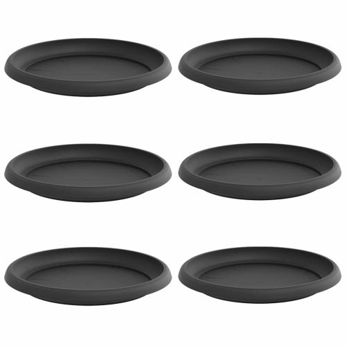 Кръгъл поднос за цветя 6 pcs Черно Ø 14 x 2 см Пластмаса