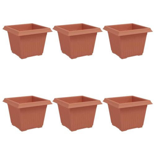 Квадратна цветна саксия 6 pcs Червено тухла 23 x 23 x 17,5 см