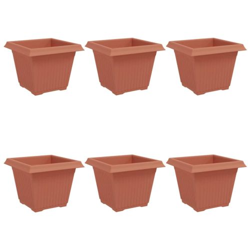 Квадратна цветна саксия 6 pcs Червено тухла 28,5 x 28,5 x 22 см
