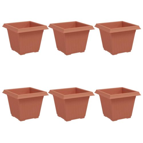 Квадратна цветна саксия 6 pcs Червено тухла 33 x 33 x 26 см