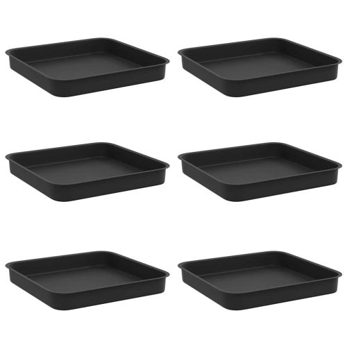 Квадратен цветен поднос 6 pcs Черно 15 x 15 x 2 см Пластмаса