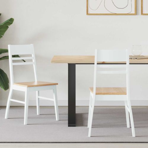 Обедени столове 2 pcs Бяло 43 x 54 x 89 см Солидно гумено дърво