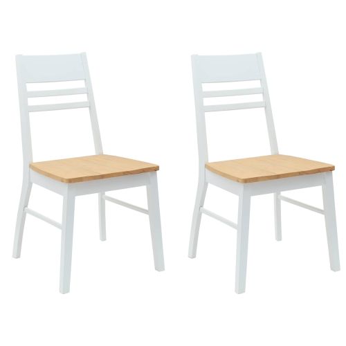 Обедени столове 2 pcs Бяло 43 x 54 x 89 см Солидно гумено дърво