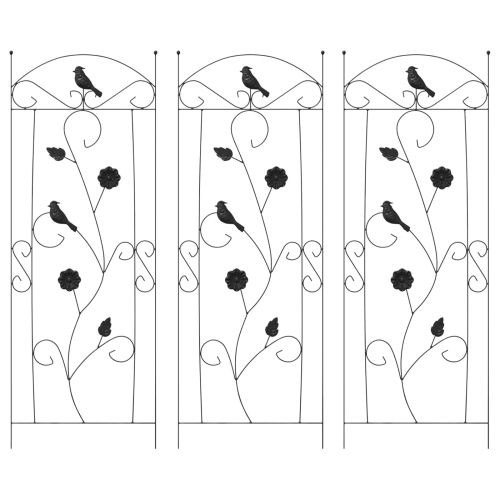 Градска ограда 3 pcs Черно 110 x 40 cm Стомана