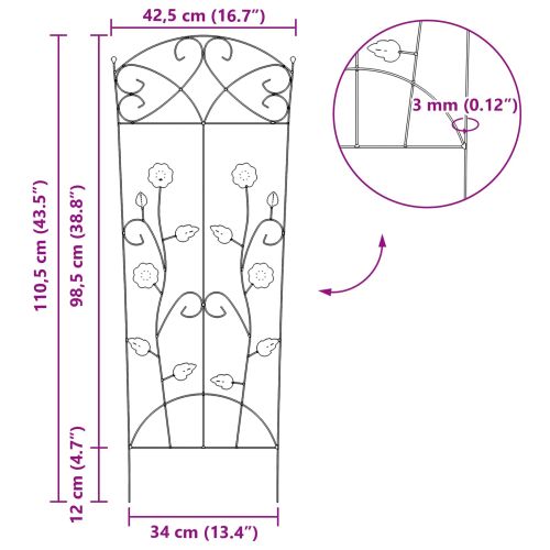 Градска ограда 3 pcs Зелен 110,5 x 42,5 см Стомана