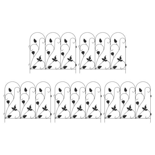 Градска ограда 5 pcs Черно Стомана