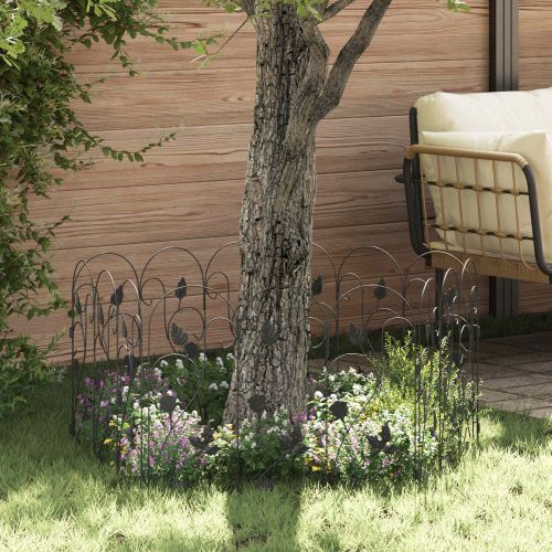 Градска ограда 5 pcs Черно Стомана