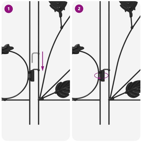 Градска ограда 5 pcs Черно Стомана
